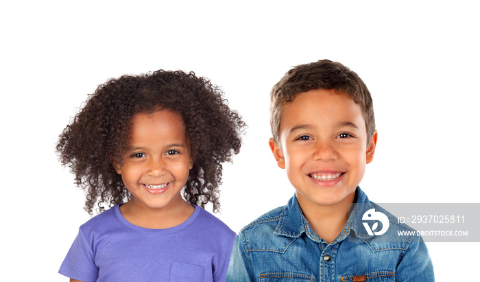 Two beautiful children looking at camera