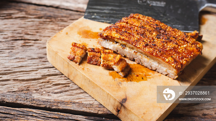 Roast Pork Belly on wooden