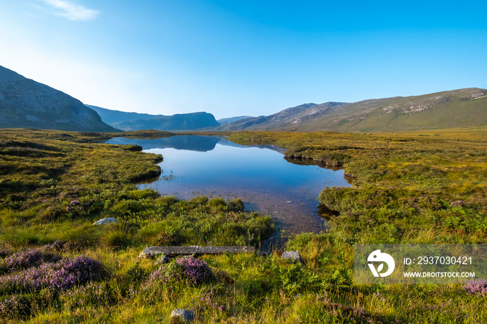 Gorgeous landscapes in the far north of the Scottish highlands along the iconic NC500 coastal route