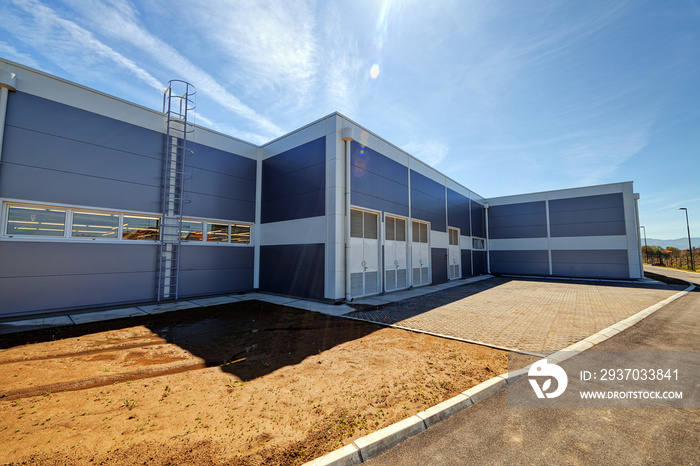 Aluminum facade on industrial building