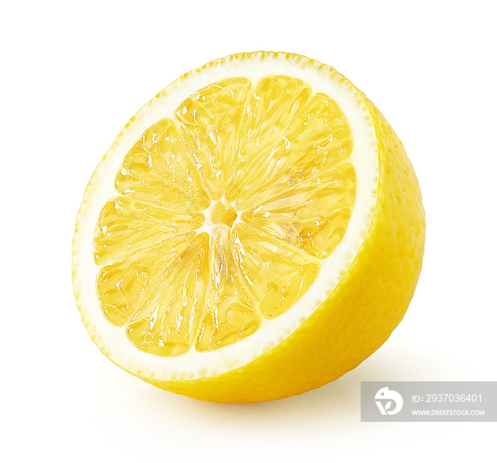 Half of ripe lemon fruit isolated on white background