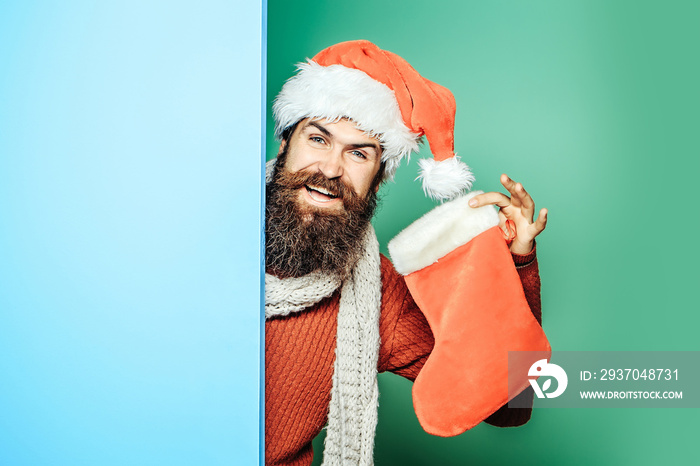 christmas man with decorative stocking