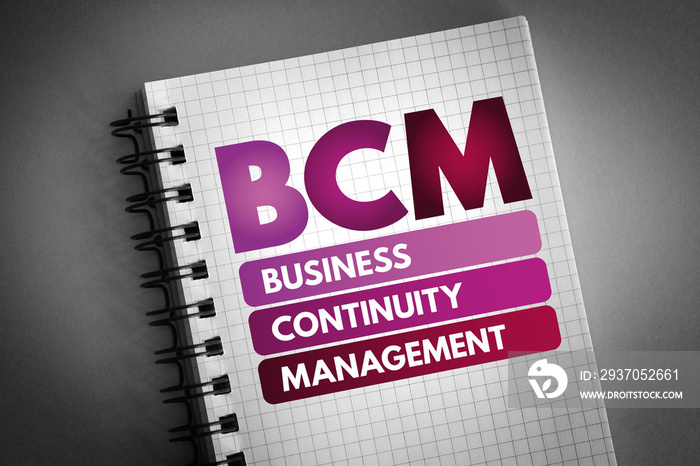 BCM - Business Continuity Management acronym, business concept background