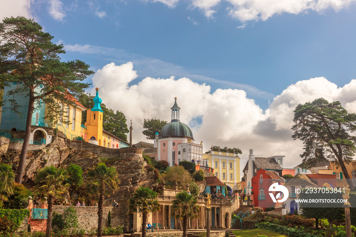 Popular tourist resort of Portmeirion, North Wales, UK, the Italianate village built by Clough Willi