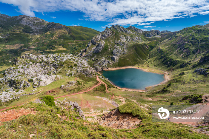 Somiedo at the bottom of the mountain range in Asturias