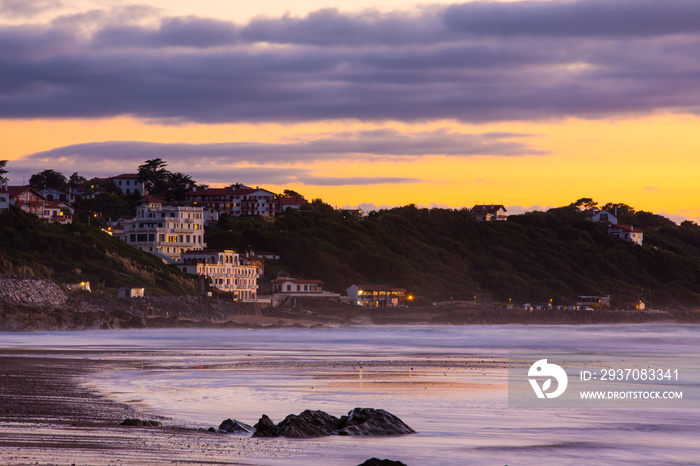 Far look from Getaria (Guethary) town next to the sea, at the Basque Country.