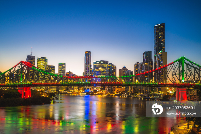 brisbane with story bridge in australia at night