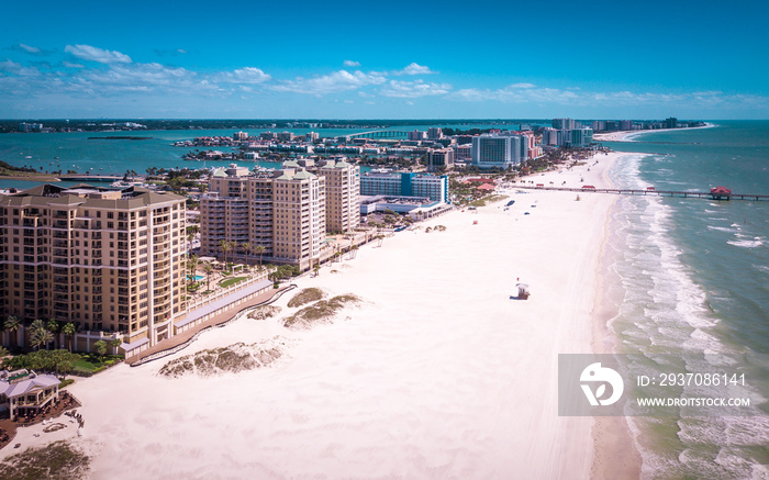 Clearwater Beach Florida. The best beaches in US. Beautiful turquoise saltwater Gulf of Mexico. Hote