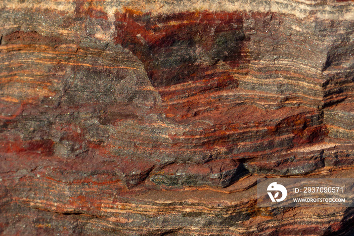 Rock formation texture. Iron ore. Surface for design. Textured background for interior decoration or