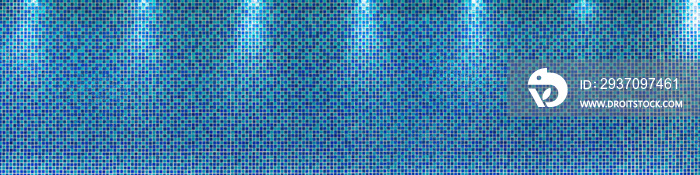 Blue ceramic wall pattern with lighting from ceiling, background.