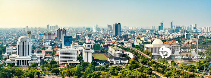 印尼首都雅加达国家纪念碑鸟瞰图