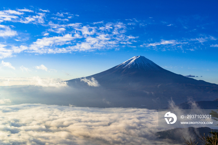 新道峠より雲海と富士山