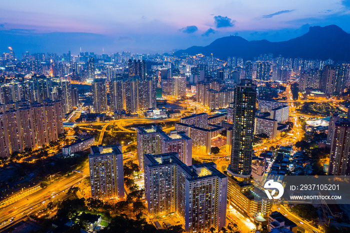 香港城市夜景俯瞰图