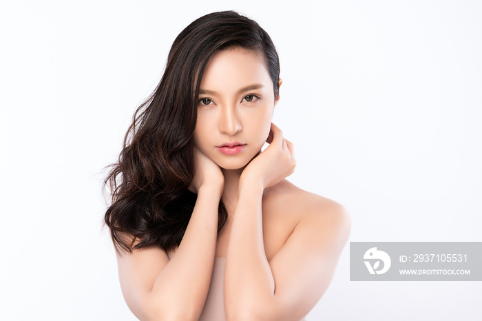 Beautiful Young Asian Woman with Clean Fresh Skin. Face care, Facial treatment, Cosmetology, beauty 