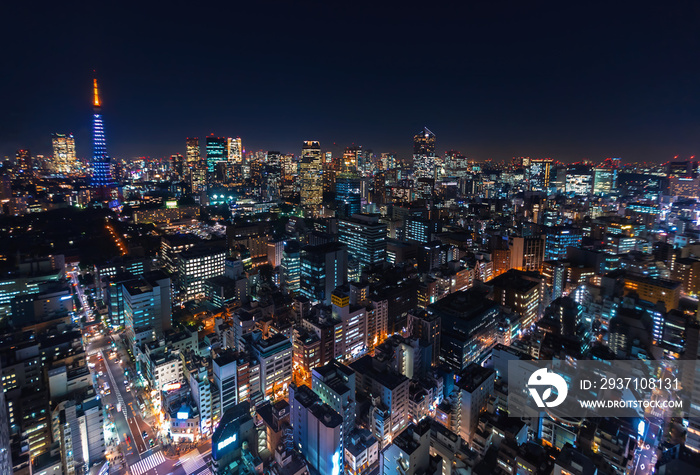 日本东京都港区夜景鸟瞰图