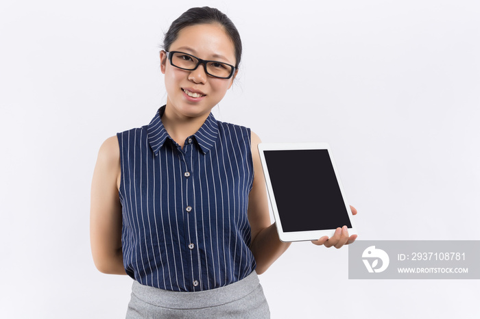 A beautiful woman portrait: Business asia woman is using new technology and finding some information