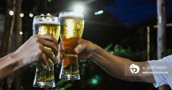 Asian group of friends having party with alcoholic beer drinks and Young people enjoying at a bar to