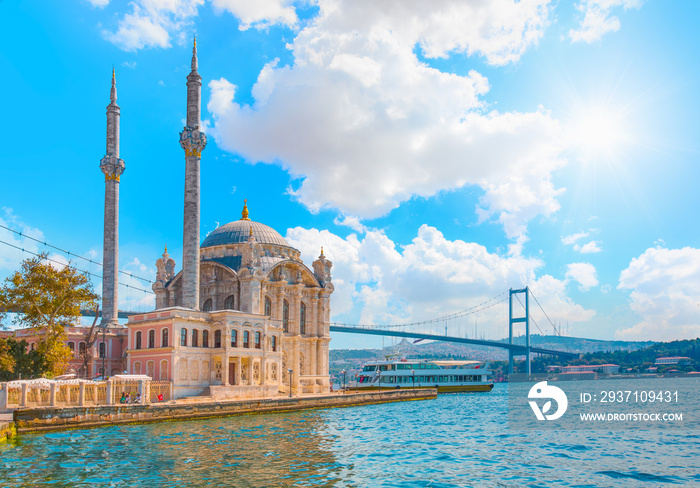 Ortakoy mosque and Bosphorus bridge, Istanbul, Turkey