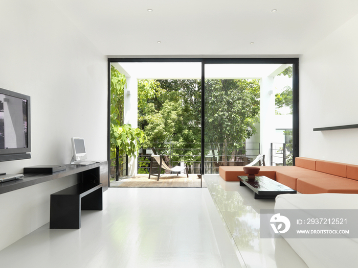 Interior of modern bedroom at The Library; Hat Chaweng