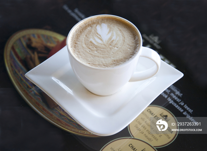 Latte With a Leaf Design