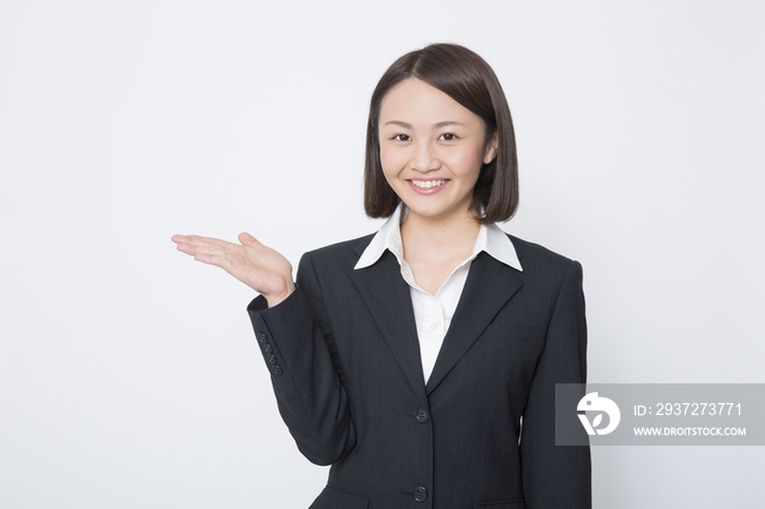 Businesswoman with Hand Palm up