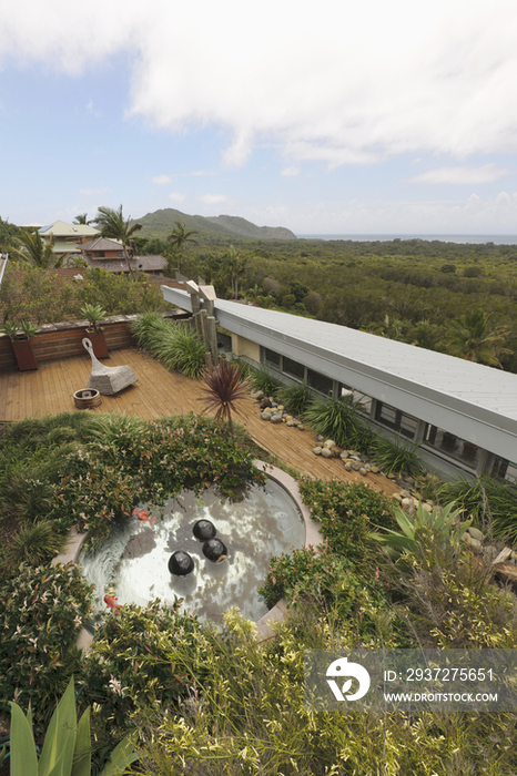 Terrace garden with landscape view