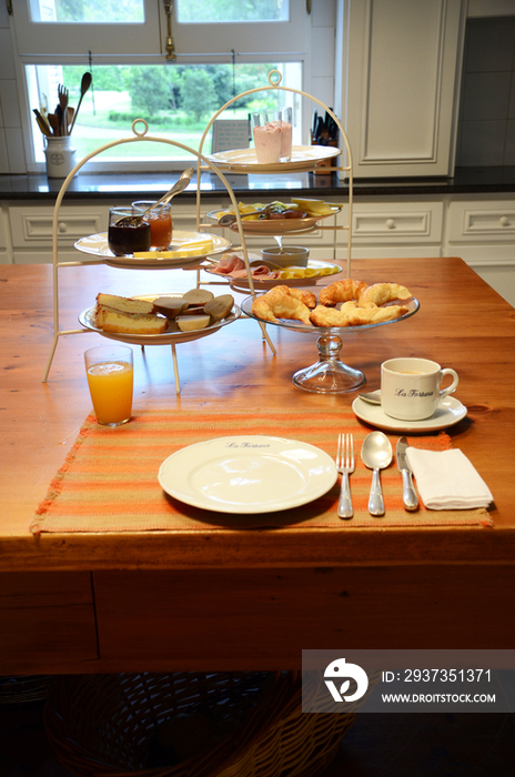 Sweet food and plate on dining table at home