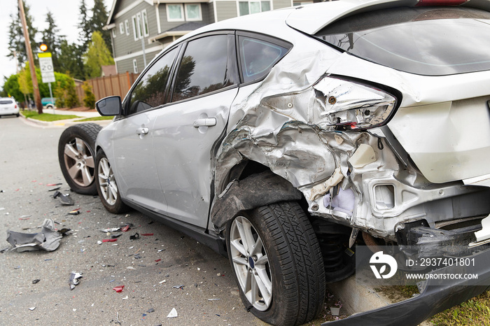 Car hit from behind with extensive damage