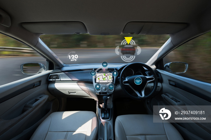 自动驾驶汽车和数字车速表技术图像可视化