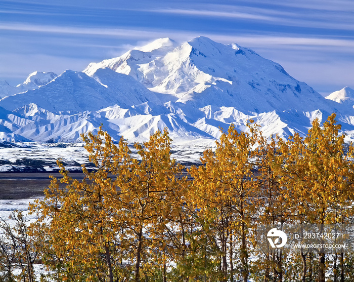 Denali after fall snowstorm;  Denali National Park;  Alaska