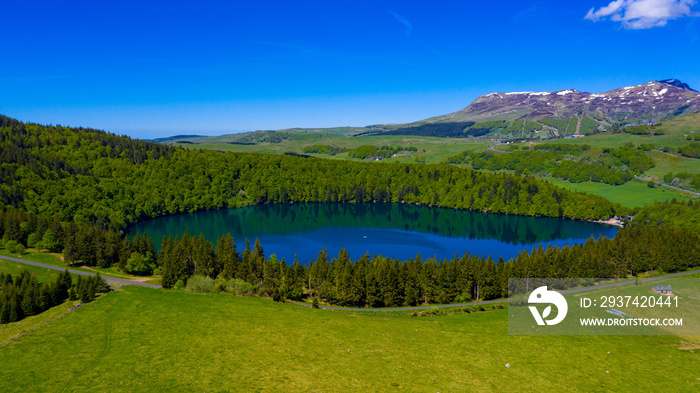 lac pavin and forest- lake pavin auvergne in france