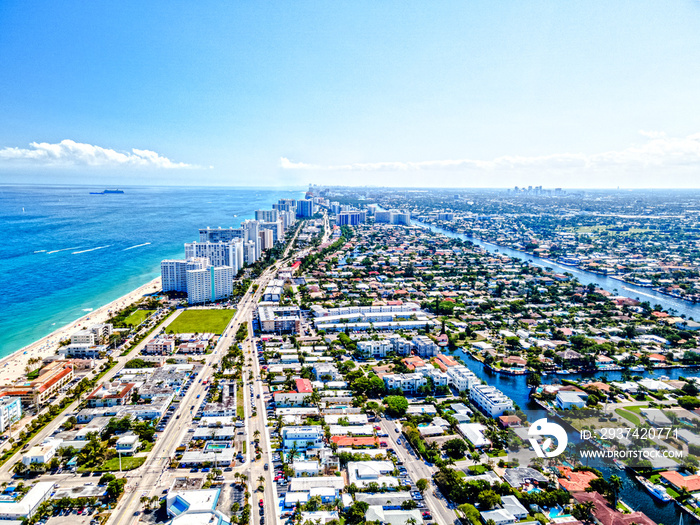 Aerial Drone of Fort Lauderdale Beach,  Florida  