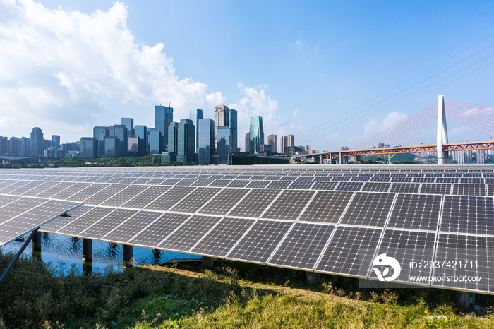 solar with city skyline