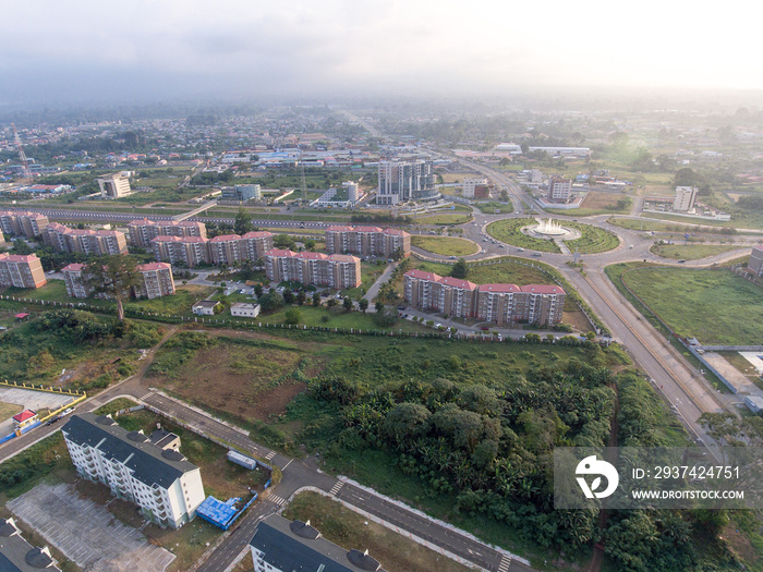 非洲中部马拉博赤道几内亚城市鸟瞰图