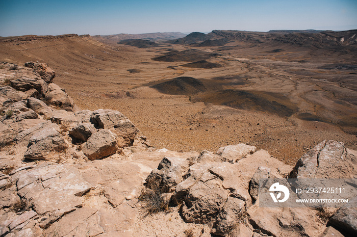 Beautiful scenery of the desert of Negev with rocky hills in Israel