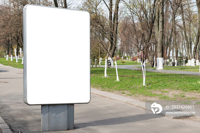 Empty billboard or lightbox on city street