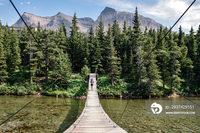 Women Backpacking in Glacier National Park in Montana During Summer