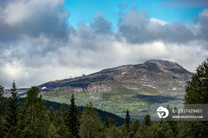 landscape with mountains lake and åre, jämtland, sweden, sverige åre, jämtland, sweden, sverige