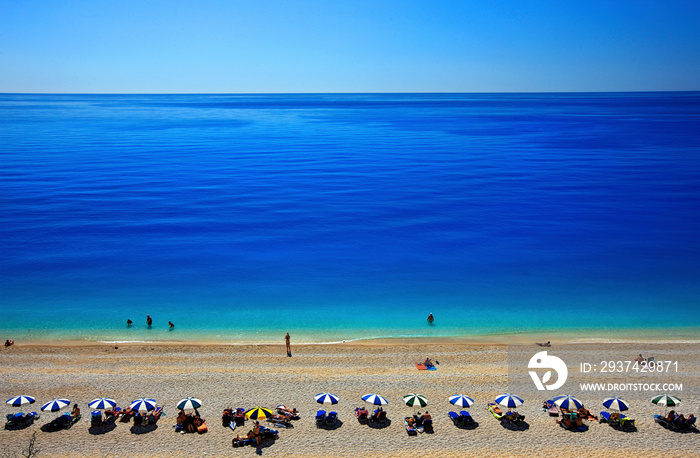 World famous Egremni beach in Lefkada island, Ionian sea, Greece.