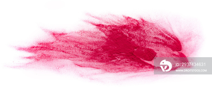 Bright pink powder explosion on white background