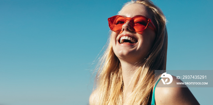 Beautiful woman looking happy