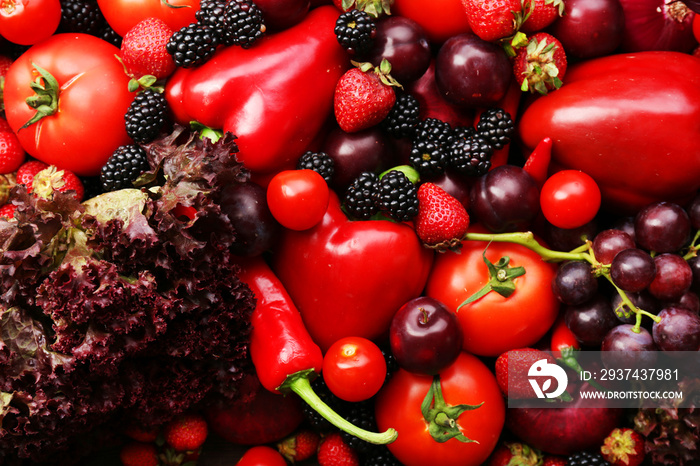 红色蔬菜和浆果背景