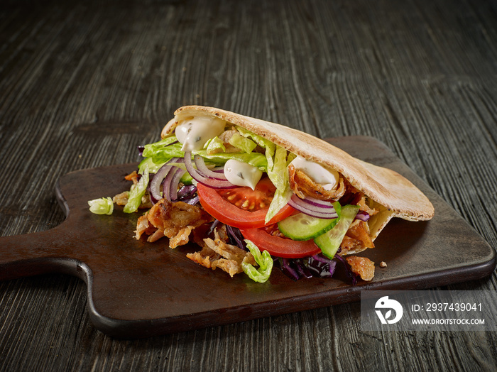 doner kebab on wooden table