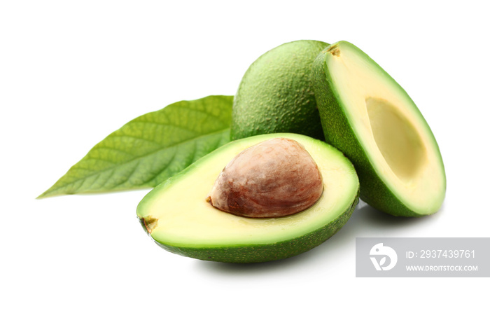 Fresh avocado on white background