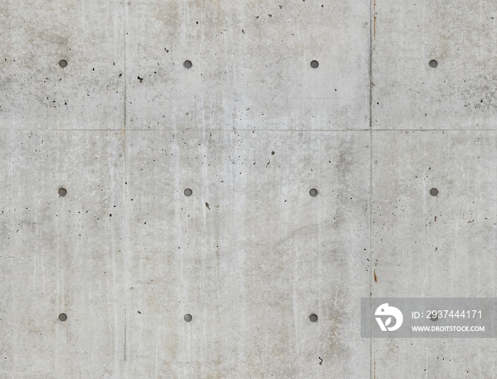 Gray concrete wall with streaks of rust, seamless background texture