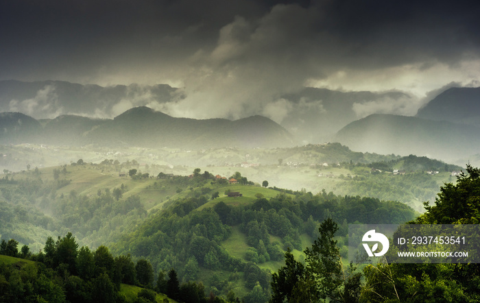 clouds over mountains