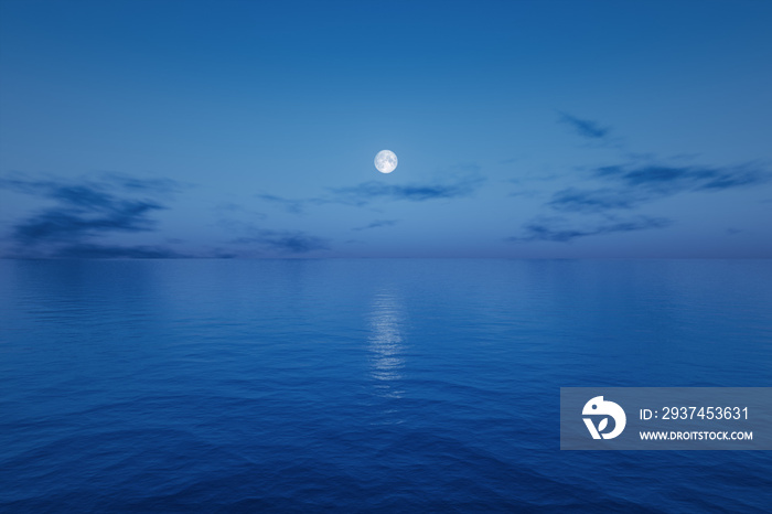 ocean night with full moon sky