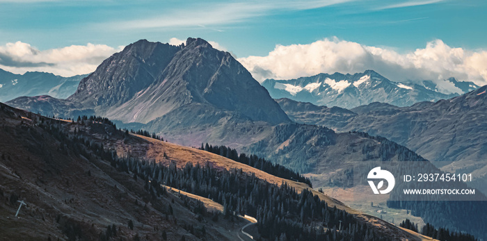 Beautiful alpine summer view with the famous Grosser Rettenstein summit at the Fleckalm near Kitzbue