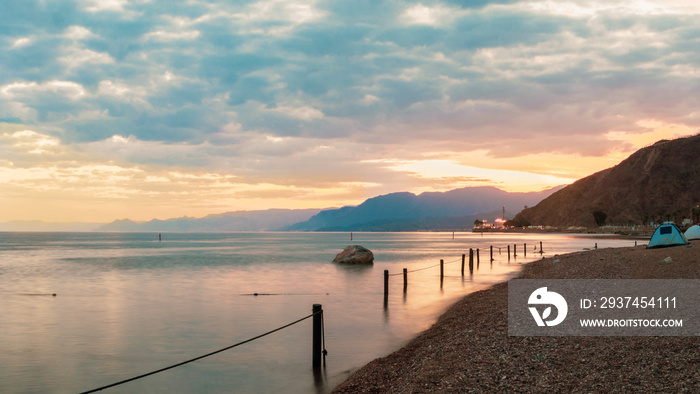 red sea Eilat seashore beach cloudy landscape in israel wallpaper