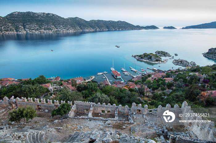 Kalekoy view in Kekova Gulf. Kekova is populer tourist destination in Turkey.